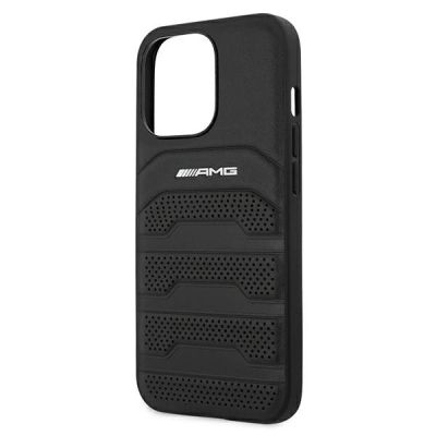 6. Etui AMG Leather Debossed Lines na iPhone 13 Pro Max - czarne