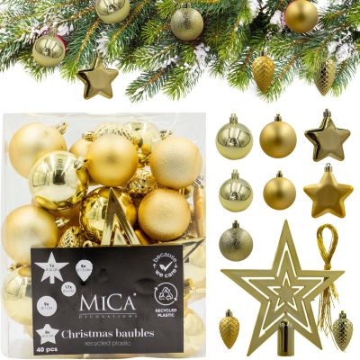 22. BOMBKA DEKORACYJNA PLASTIKOWA BEZPIECZNA 40SZT ZŁOTA MICA