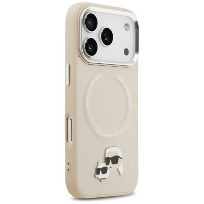 4. Etui Karl Lagerfeld Karl & Choupette Pins MagSafe do iPhone 17 Pro - beżowe