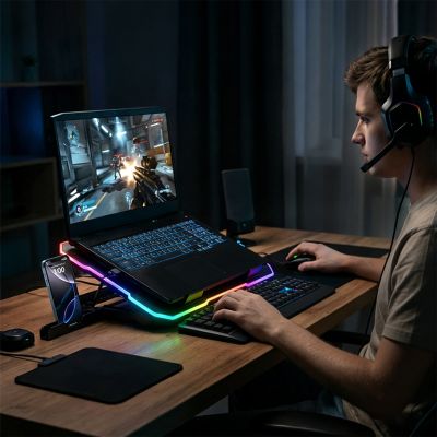 10. Podstawka Wozinsky WDCX-A26 NitroCool RGB chłodząca gamingowa pod laptop - czarna