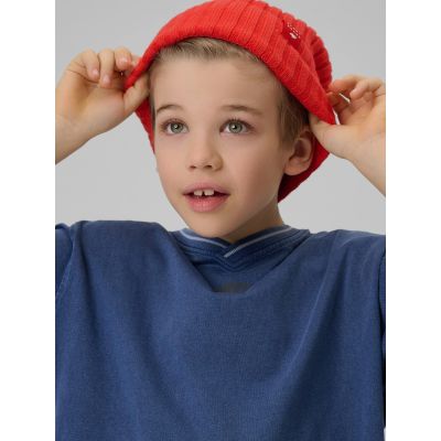 4. T-shirt loose z nadrukiem chłopięcy 4F 4FJRSS26TTSHM3467-31S
