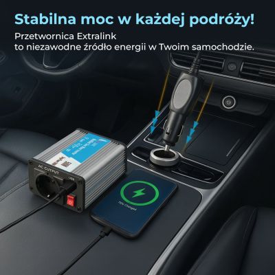 11. Przetwornica samochodowa Extralink OPIM-500W 12V 500W modyfikowany sinus