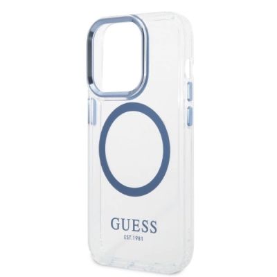 6. Etui Guess Metal Outline Magsafe na iPhone 14 Pro Max - niebieskie