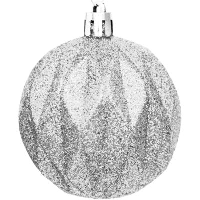 4. BOMBKA DEKORACYJNA PLASTIKOWA 6CM SET 35 SZT SREBRNA