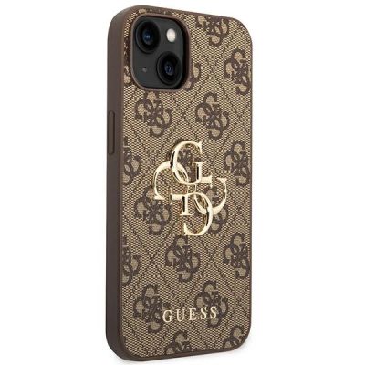 4. Etui Guess 4G Big Metal Logo na iPhone 14 - brązowe