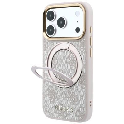 2. Etui Guess Ring Stand 360 4G Classic Logo MagSafe na iPhone 17 Pro Max / 18 Pro Max - różowe