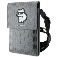 Torebka Karl Lagerfeld Saffiano Monogram Choupette - srebrna