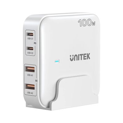 UNITEK ŁADOWARKA BIURKOWA GAN 100W 2XUSB-A 2XUSB-C BIAŁA
