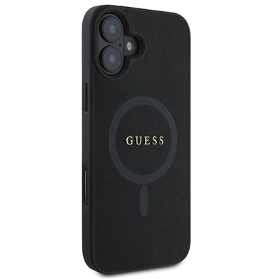 4. Etui Guess Saffiano Classic Logo MagSafe na iPhone 16 Plus - czarne