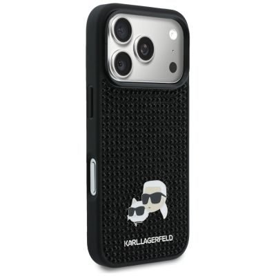 4. Etui Karl Lagerfeld Rhinestones Karl&Choupette Pin na iPhone 17 Pro - czarne
