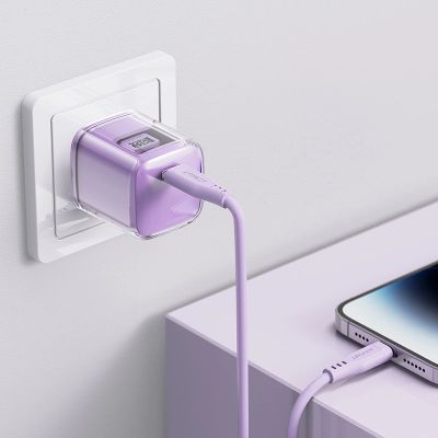 5. Ładowarka Acefast A53 PD 30W GaN USB-C z wyświetlaczem - fioletowa