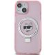 3. Etui Karl Lagerfeld Ring Stand Choupette Head MagSafe do iPhone 15 - różowe