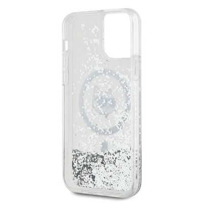 7. Etui Karl Lagerfeld Liquid Glitter Choupette Head MagSafe na iPhone 12 / 12 Pro - przezroczyste