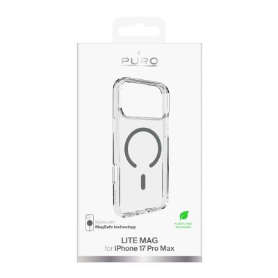 2. Etui Puro Lite Mag TPU+PC kompatybilne z MagSafe na iPhone 17 Pro Max - przezroczyste z szarym pierścieniem