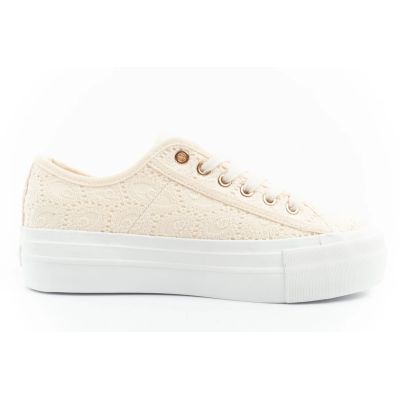 13. Lee Cooper buty sportowe damskie trampki koronkowe beżowe platforma