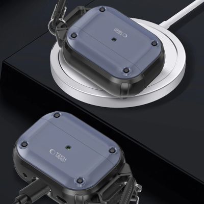 7. Etui Tech-Protect Rough Hook z karabińczykiem na Apple AirPods Pro 1 / 2 - niebieskie
