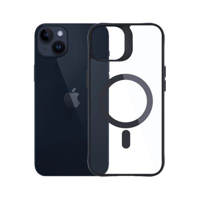 16. Etui 3mk Satin Armor MagCase z MagSafe na iPhone 14 Plus - przezroczyste z czarną ramką