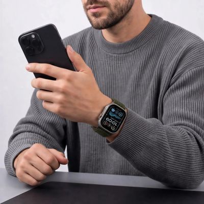 4. Pasek Tech-Protect Nylon Sport na Apple Watch 44 / 45 /46 / 49 mm - ciemnozielony