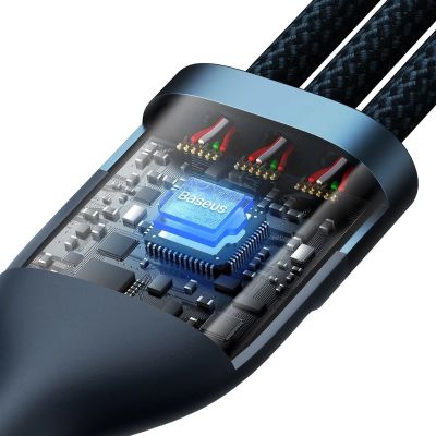 4. Baseus Flash Series II kabel USB Typ C / USB Typ A - USB Typ C / Lightning / micro USB 100 W 1,2 m niebieski (CASS030103)