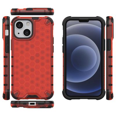 2. Honeycomb etui pancerny pokrowiec z żelową ramką iPhone 13 mini czerwony