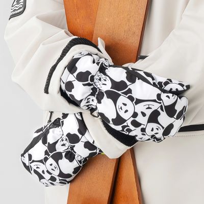 6. Rękawice narciarskie Qunature Panda Heat Transfer dziecięce rozmiar S - czarne/białe