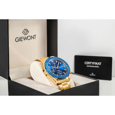 7. Zegarek Męski Giewont Chronograph Sapphire Złoto Niebieski GW8720-B6