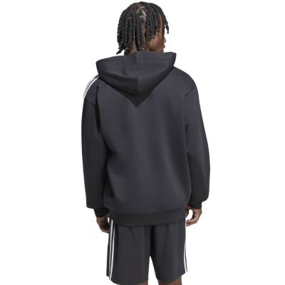 3. Bluza męska adidas Essentials 3-Stripes Fleece Full-Zip Hoodie czarna KY6559