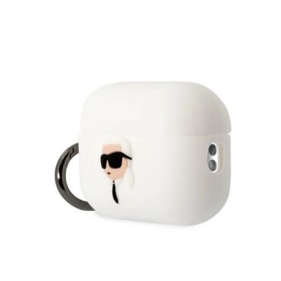 3. Etui Karl Lagerfeld Silicone Karl Head 3D na AirPods Pro 2 - białe