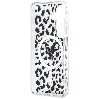 7. Etui Guess IML Leopard Print Triangle MagSafe na Samsung Galaxy S26 - czarne