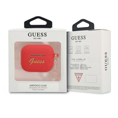3. Etui Guess Silicone Charm Heart Collection na AirPods 3 cover - czerwone