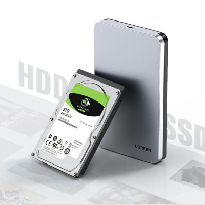14. Kieszeń Ugreen CM300 70498 na dysk twardy 2,5'' SATA 3.0 6Gbps - szary + kabel USB-C - USB-A 0.5m