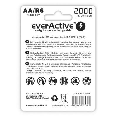 2. EVERACTIVE AKUMULATORKI AA 2000 MAH - 2 SZTUKI EVHRL6-2000