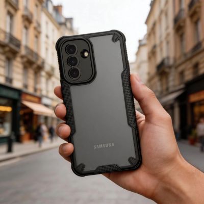 7. Etui Tech-Protect Rugged Shield na Samsung Galaxy A57 5G - półprzezroczysto-czarne