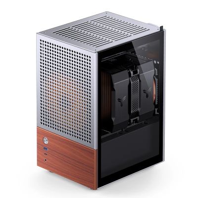 33. Obudowa PC Jonsbo T6 Mini-Tower, Mini-ITX, szkło hartowane, drewno - srebrna
