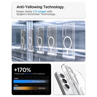 8. Etui Spigen Ultra Hybrid Mag MagSafe na Samsung Galaxy S26 - przezroczysto-białe