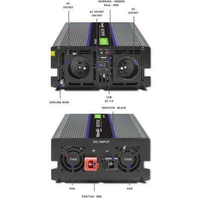 6. Qoltec Przetwornica napięcia Monolith 4000 MS Wave 51928, 12V na 230V, 2000/4000W, USB