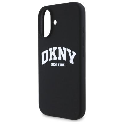 6. Etui DKNY Silicone White Printed Logo MagSafe na iPhone 16 - czarne
