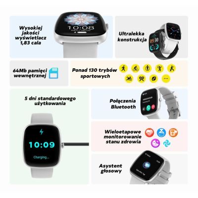 12. Smartwatch Damski GRAVITY GT18-3 Różowy Pasek Silikonowy + Granatowy Pasek