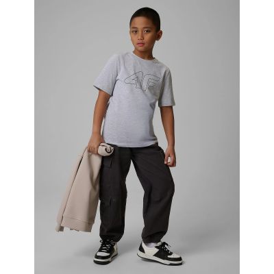 4. T-shirt regular z nadrukiem chłopięcy 4F 4FJRSS26TTSHM3599-10S