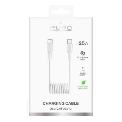 2. Kabel spiralny Puro 25W USB-C - USB-C 1m - biały