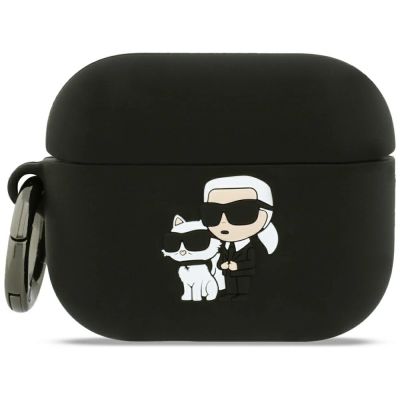 Etui Karl Lagerfeld Silicone Karl & Chaupette Head 3D na AirPods Pro 3 - czarne