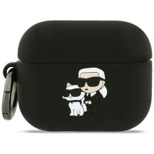 Etui Karl Lagerfeld Silicone Karl & Chaupette Head 3D na AirPods Pro 3 - czarne