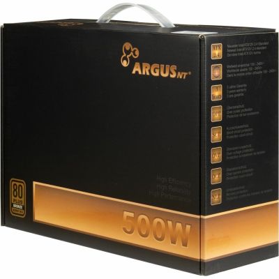 5. Zasilacz Inter-Tech ArgusNT BPS-500 - 500 W - 100 - 240 V - 47 - 63 Hz - 7/3,5 A - 100 W - 420 W