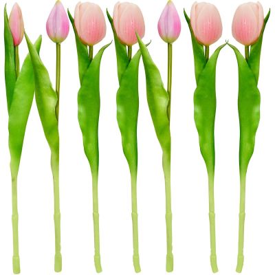 18. BUKIET 7 TULIPANÓW RÓŻOWYCH 31CM JAK ŻYWYCH DEKORACJA WIOSENNA