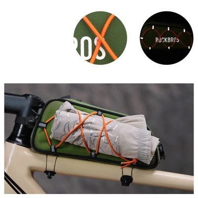 9. Torba rowerowa Rockbros TL004 ROAD TO SKY 0,7 l na ramę wodoodporna - zielona