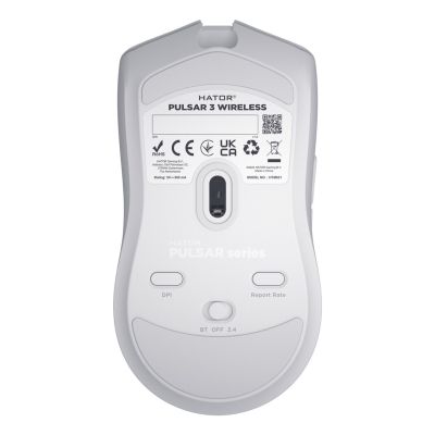 8. HATOR Pulsar 3 Wireless myszka Gaming Oburęczny RF Wireless + Bluetooth + USB Type-C Optyczny 12000 DPI