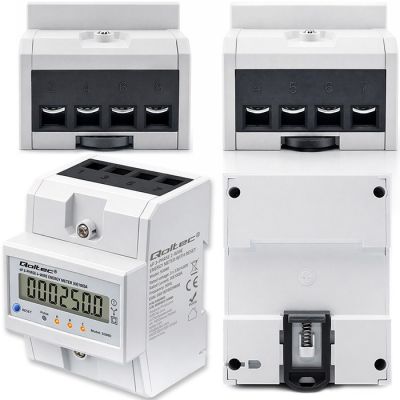 11. Qoltec 50980 Trójfazowy elektroniczny licznik z resetem | miernik zużycia energii na szynę DIN | 400V | 100A | LCD | LED | 4P