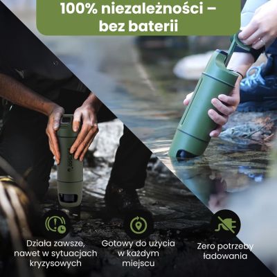 8. Extralink PURISOO+ BUTELKA Z SYSTEMEM FILTRUJACYM Z POMPKA 400ML FILTR UF + ACF Butelka filtrująca wodę 0,4 l Zielony, Oliwkowy