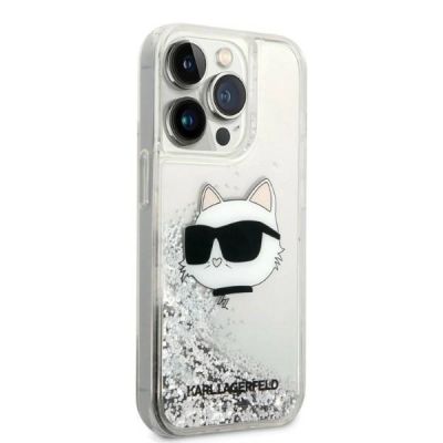 4. Etui Karl Lagerfeld Glitter Choupette Head na iPhone 14 Pro Max - srebrne