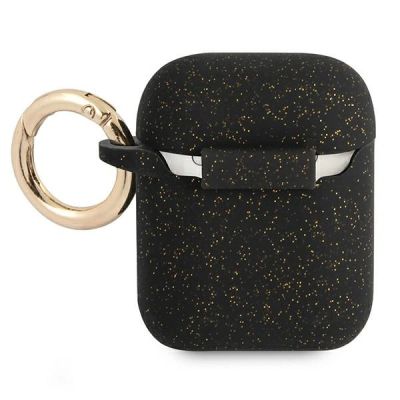 2. Etui Guess Silicone Glitter na AirPods 1/2 - czarne